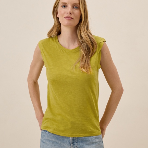 Women's Chartreuse Featherweight Slub Muscle Tee - Picture 2 of 2